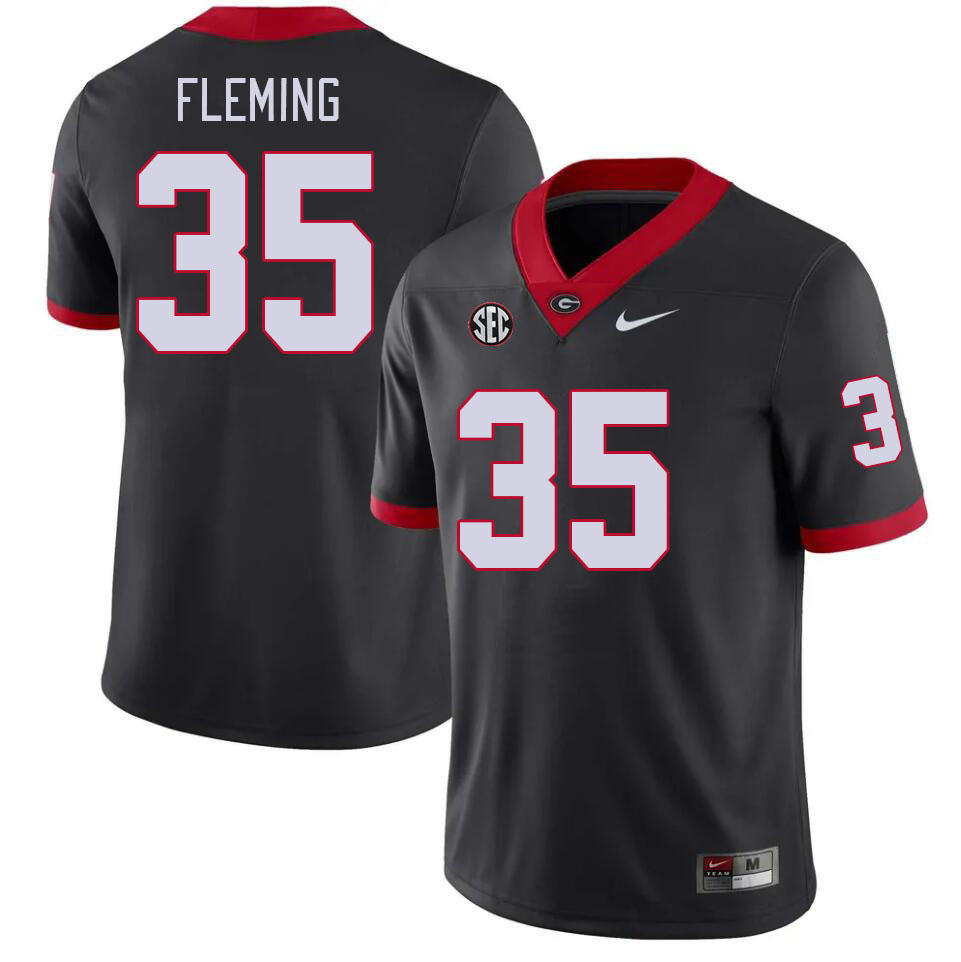 Men #35 Jacob Fleming Georgia Bulldogs College Football Jerseys Stitched-Black